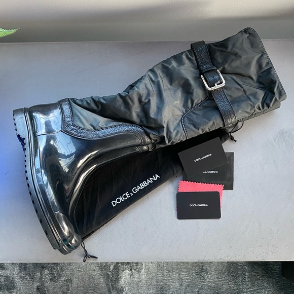 Dolce & Gabbana Over Knee Winter Snow Rubber & Leather Boots 8 38.5 dust… - Picture 5 of 17